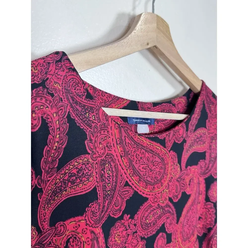 Tommy Hilfiger Womens Dress Paisley Ruffle Hem 14 Career Office Business Preppy - Picture 4 of 11